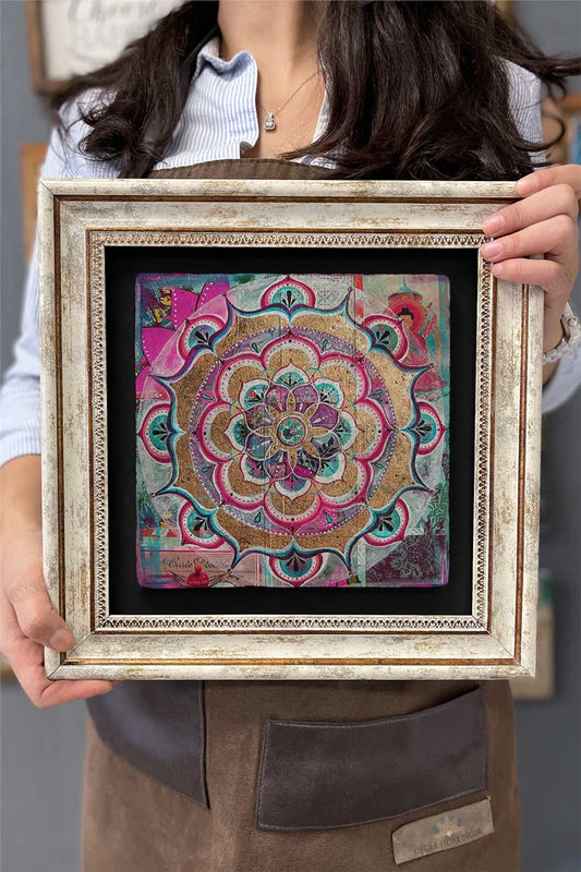 Framed Painting Stone Wall Decor 12" x 12" Antique Painting