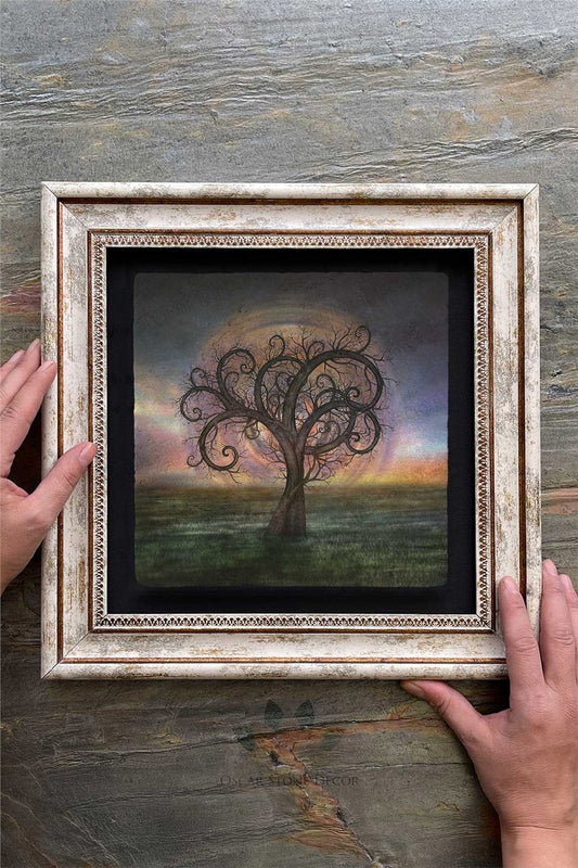 Framed Painting Stone Wall Decor 12" x 12" Tree of Life Special Design