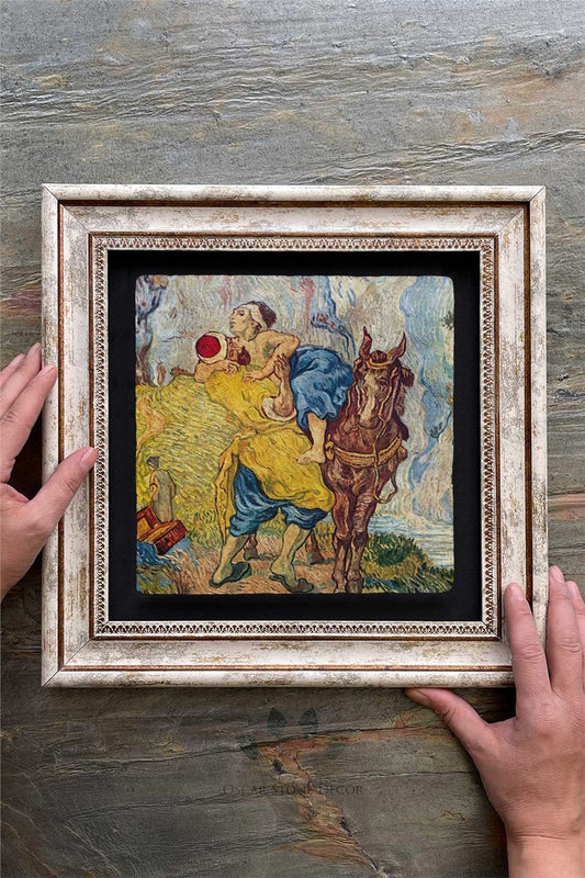 Framed Painting Stone Wall Decor 12" x 12" Van Gogh Painting