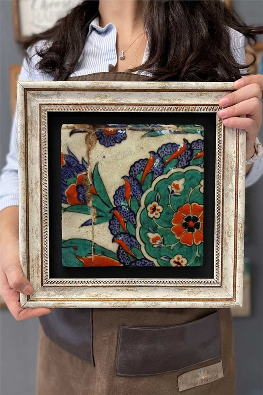 Framed Painting Stone Wall Decor 12" x 12" Ceramic Tile Designed Porcelain Pattern