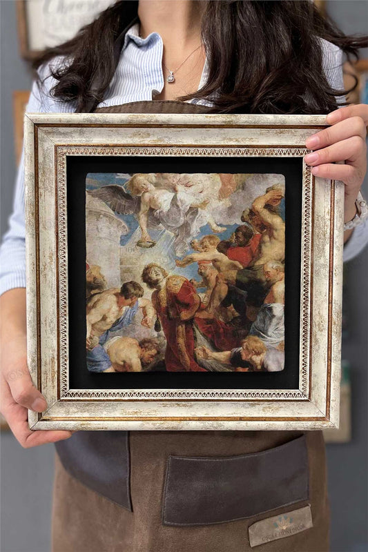Framed Painting Stone Wall Decor 12" x 12" Peter Paul Rubens Painting