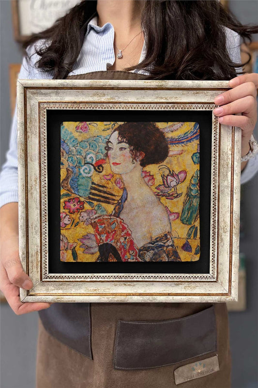 Framed Painting Stone Wall Decor 12" x 12" Gustav Klimt Painting