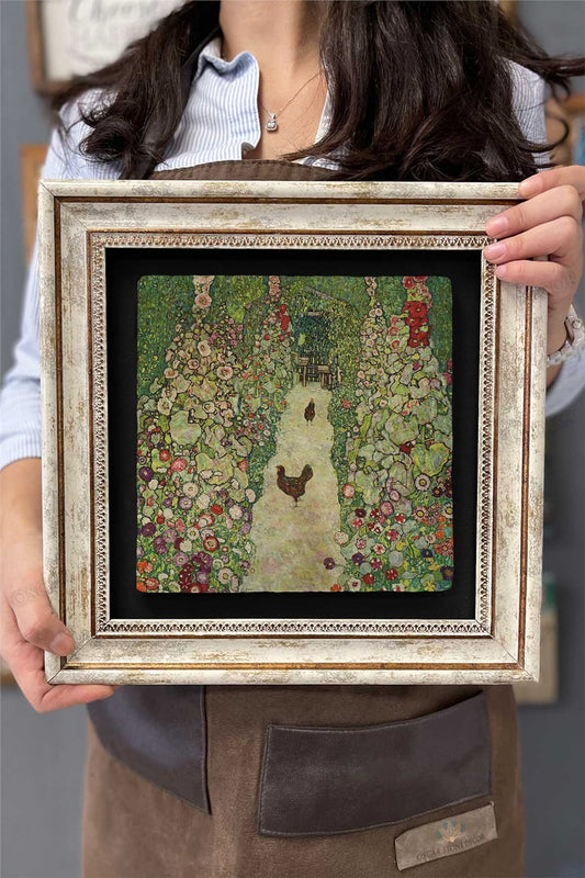 Framed Painting Stone Wall Decor 12" x 12" Gustav Klimt Painting