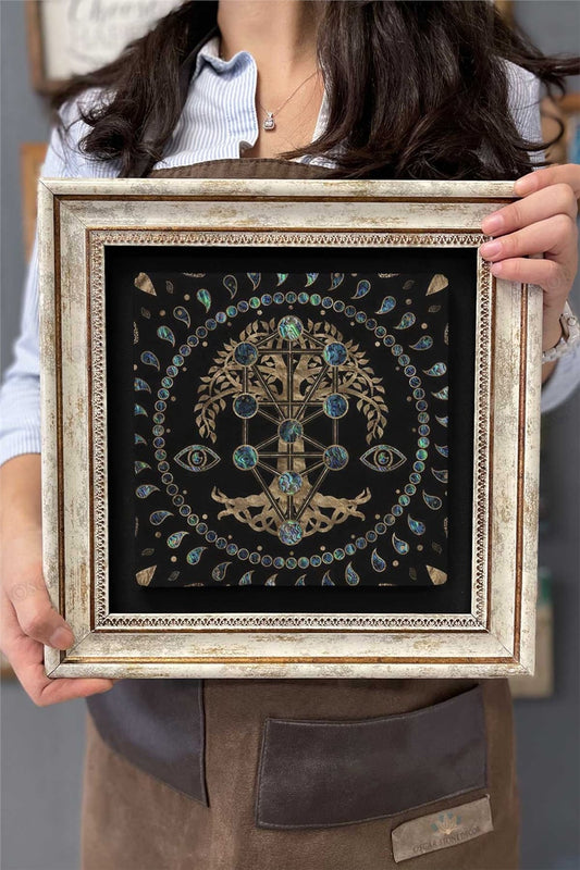 Framed Painting Stone Wall Decor 12" x 12" Tree of Life Special Design