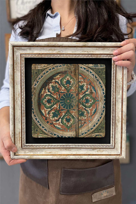 Framed Painting Stone Wall Decor 12" x 12" Antique Door Painting