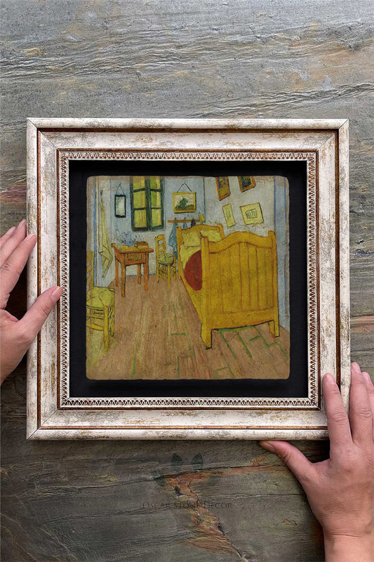 Framed Painting Stone Wall Decor 12" x 12" Van Gogh Room