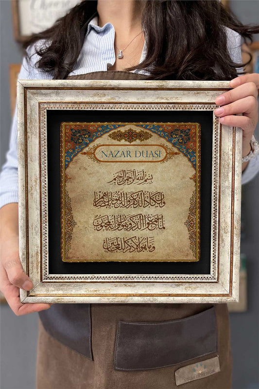 Framed Painting Stone Wall Decor 12" x 12" Evil Eye Prayer Special Painting