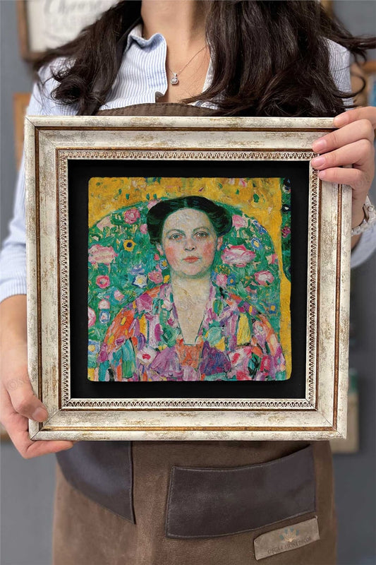 Framed Painting Stone Wall Decor 12" x 12" Gustav Klimt Painting