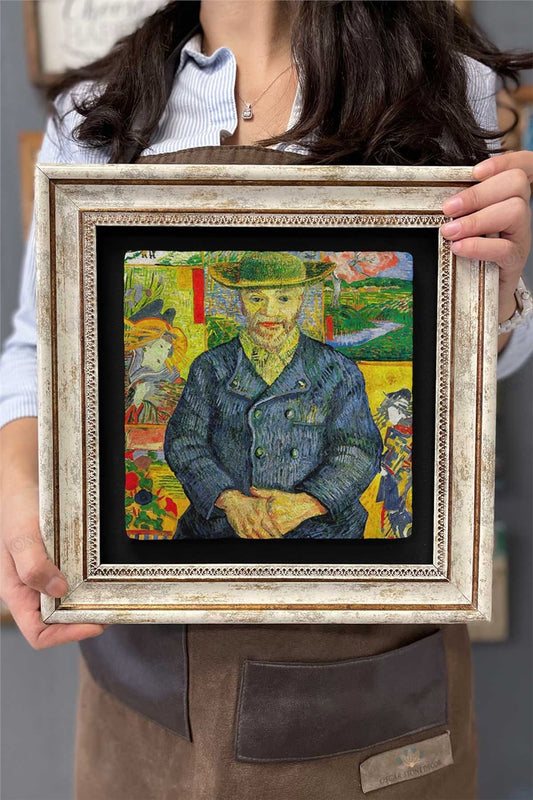 Framed Painting Stone Wall Decor 12" x 12" Van Gogh Painting