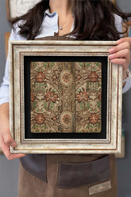 Framed Painting Stone Wall Decor 12" x 12" Antique Door Painting