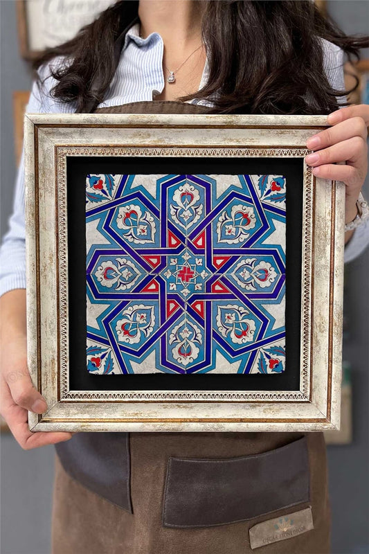 Framed Painting Stone Wall Decor 12" x 12" Ceramic Tile Designed Porcelain