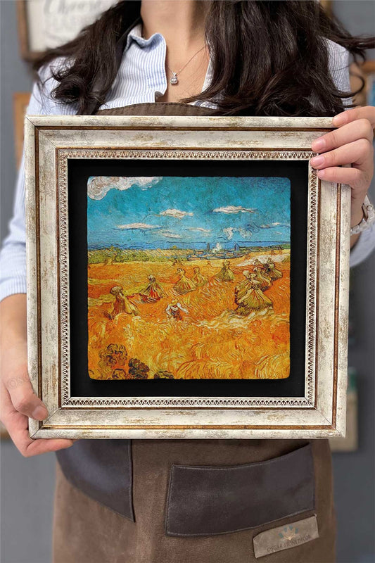 Framed Painting Stone Wall Decor 12" x 12" Van Gogh Painting