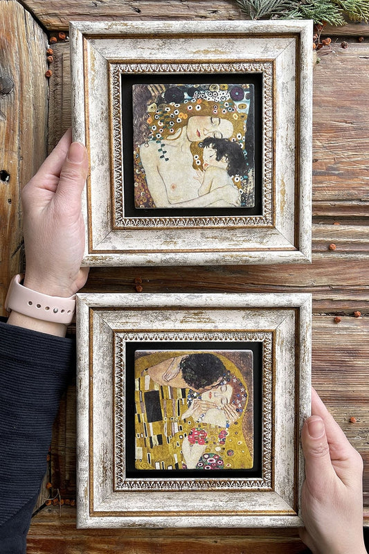 Framed Stone Wall Decoration Painting 8" x 8" Set of 2 (1335-1336) Gustav Child