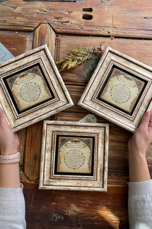Framed Stone Wall Decoration Painting 8" x 8" Set of 3 Fertility Prayer