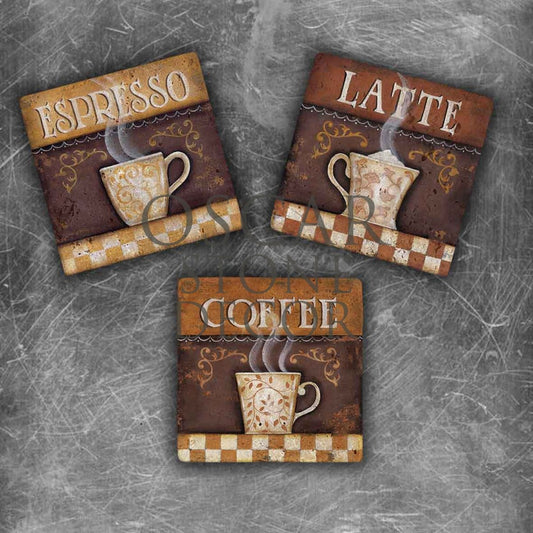 COFFEE TIME NATURAL STONE MAGNET SET / MG-022