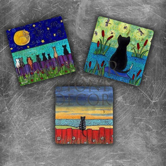 COLOR CATS NATURAL STONE MAGNET SET / MG-045