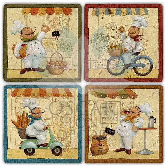 COOKER MOBILE 4-Piece NATURAL STONE COASTERS / BA272 (COASTER)