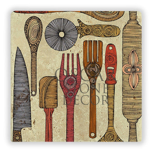 CUTLERY SET NATURAL STONE WALL DECOR / DD267 (WALL DECOR)