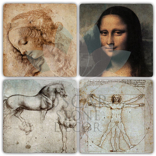 DA VINCI 4-Piece NATURAL STONE COASTERS / BA468 (COASTER)