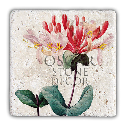 DD048-RED FLOWERS NATURAL STONE WALL DECOR / DD48 (WALL DECOR)