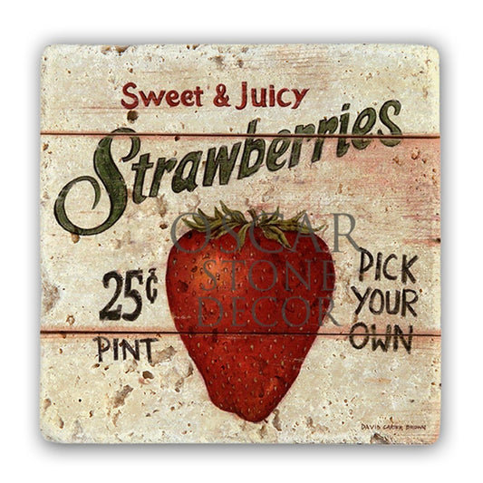 DD090-STRAWBERRIES NATURAL STONE WALL DECOR / DD90 (WALL DECOR)