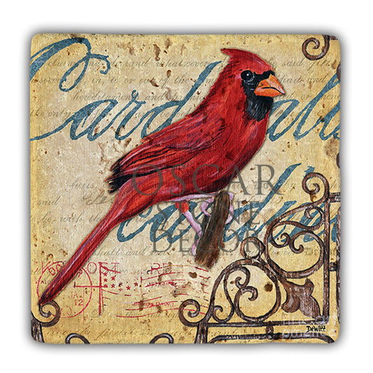 DD091-RED BIRD NATURAL STONE WALL DECOR / DD91 (WALL DECOR)