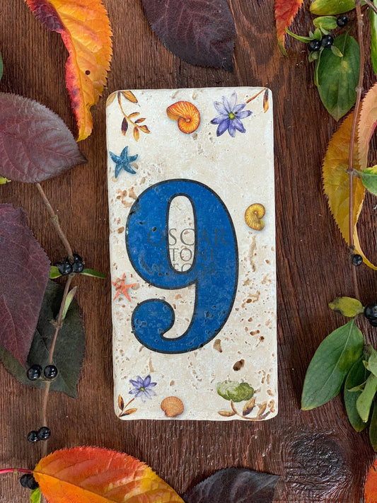 NATURAL STONE DOOR NUMBER, BLUE / KN-9 (DOOR NUMBER)