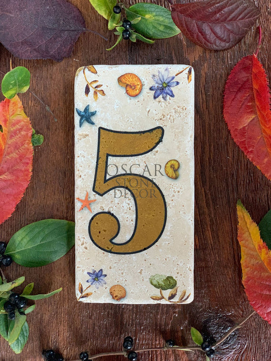 NATURAL STONE DOOR NUMBER, BROWN / 5 (DOOR NUMBER)