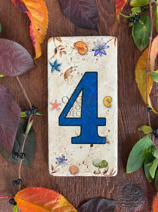 NATURAL STONE DOOR NUMBER, BLUE / KN-4 (DOOR NUMBER)