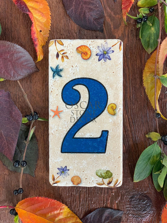 NATURAL STONE DOOR NUMBER, BLUE / KN-2 (DOOR NUMBER)