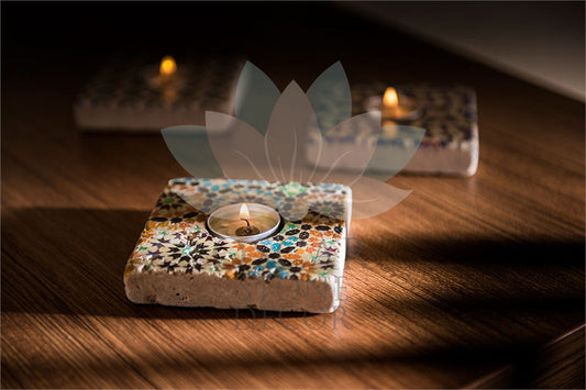 NATURAL STONE CANDLE HOLDER / ML-051 (CANDLE HOLDER)