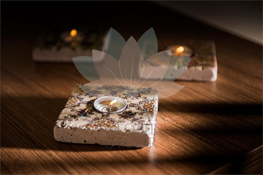 NATURAL STONE CANDLE HOLDER / ML-058 (CANDLE HOLDER)