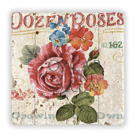 DOZEN ROSES NATURAL STONE WALL DECOR / DD312 (WALL DECOR)