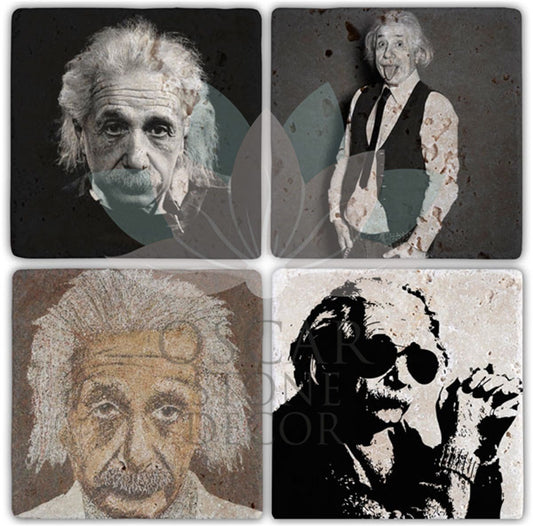 EINSTEIN 4-Piece NATURAL STONE COASTERS / BA068 (COASTER)