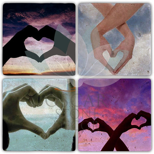 MY HEART IN MY HAND 4-Piece NATURAL STONE COASTERS / BA514 (COASTER)