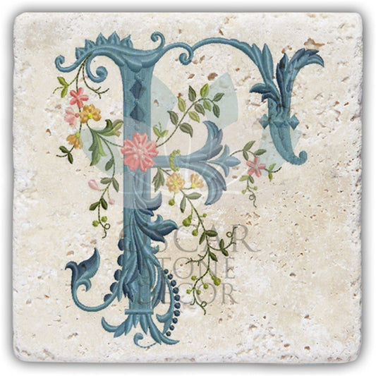 LETTER F SINGLE NATURAL STONE COASTER / BA-F4 (COASTER)