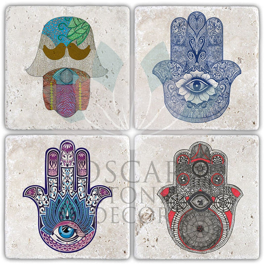 FATMAANA 4-Piece NATURAL STONE COASTERS / BA449 (COASTER)