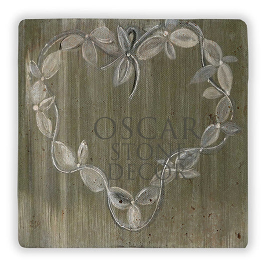 FLOWER HEART NATURAL STONE WALL DECOR / DD295 (WALL DECOR)