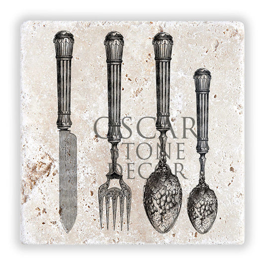 FORK & KNIFE NATURAL STONE WALL DECOR / DD244 (WALL DECOR)
