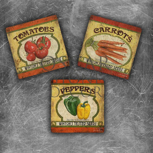 FRESH VEGETABLES NATURAL STONE MAGNET SET / MG-024