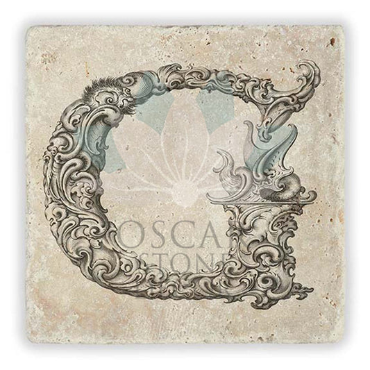 LETTER G SINGLE NATURAL STONE COASTER / BA-G1 (COASTER)