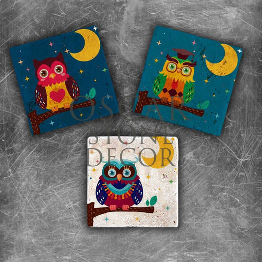 NIGHT Owl NATURAL STONE MAGNET SET / MG-040