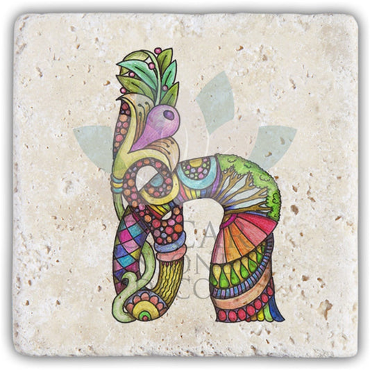 LETTER H SINGLE NATURAL STONE COASTER / BA-H5 (COASTER)
