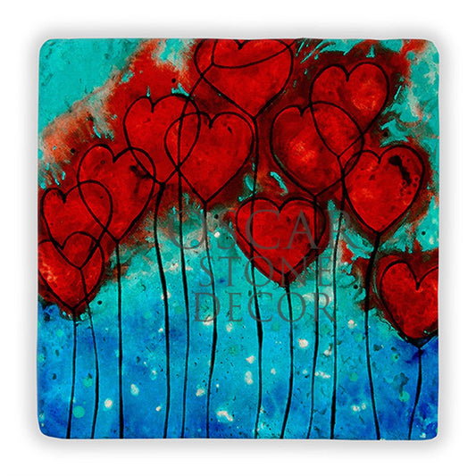 HEART FLOWERS NATURAL STONE WALL DECOR / DD343 (WALL DECOR)