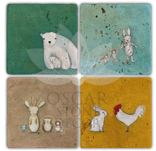 HEBELE 4-Piece NATURAL STONE COASTERS / BA088 (COASTER)