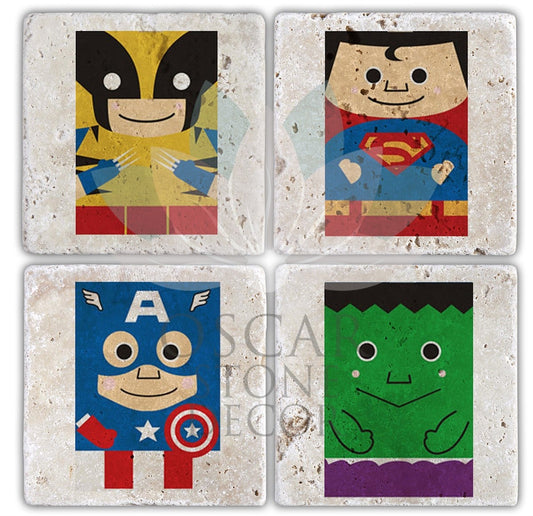 HERO 4-Piece NATURAL STONE COASTERS / BA087 (COASTER)
