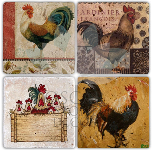 HOROZ 4-Piece NATURAL STONE COASTERS / BA051 (COASTER)