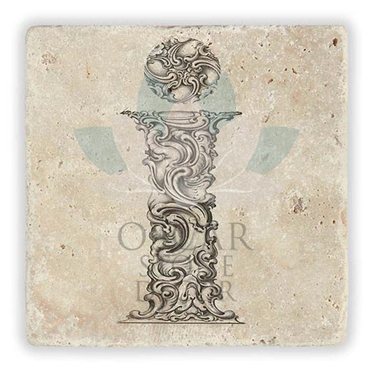 LETTER I SINGLE NATURAL STONE COASTER / BA-İ1 (COASTER)