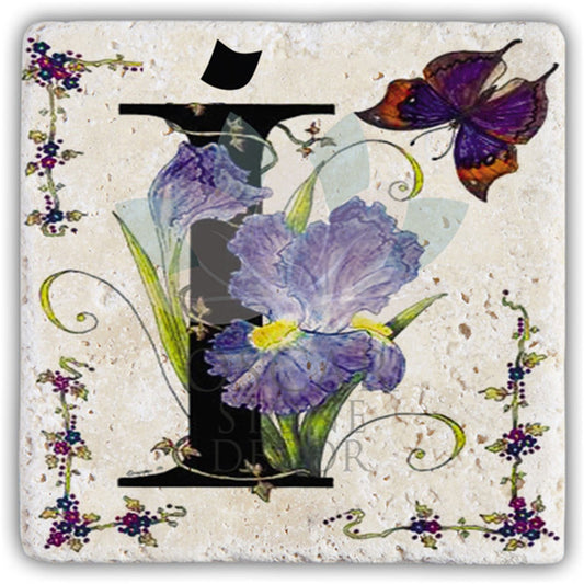 LETTER I SINGLE NATURAL STONE COASTER / BA-İ3 (COASTER)