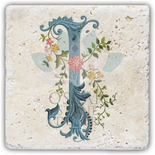 LETTER I SINGLE NATURAL STONE COASTER / BA-I4 (COASTER)